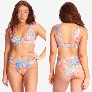 Billabong Pick Me Up Plunge Bikini Top and Maui Rider Bottoms Size Extra Large